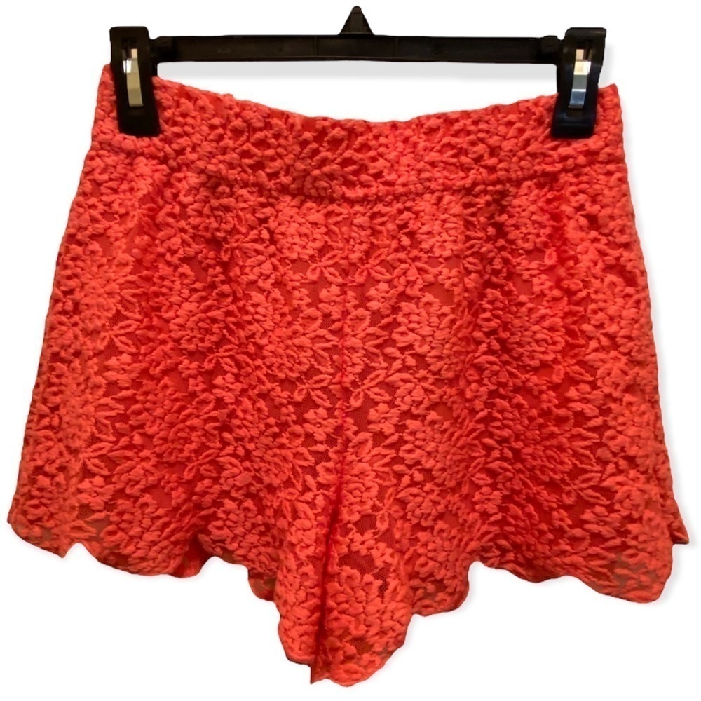 FREE PEOPLE Women's Orange floral lace shorts - Picture 2 of 5